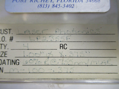 OPTICAL VIRGO four coated 755nm LENS PHOTONICS OPTICS AS PICTURED T6-B-23