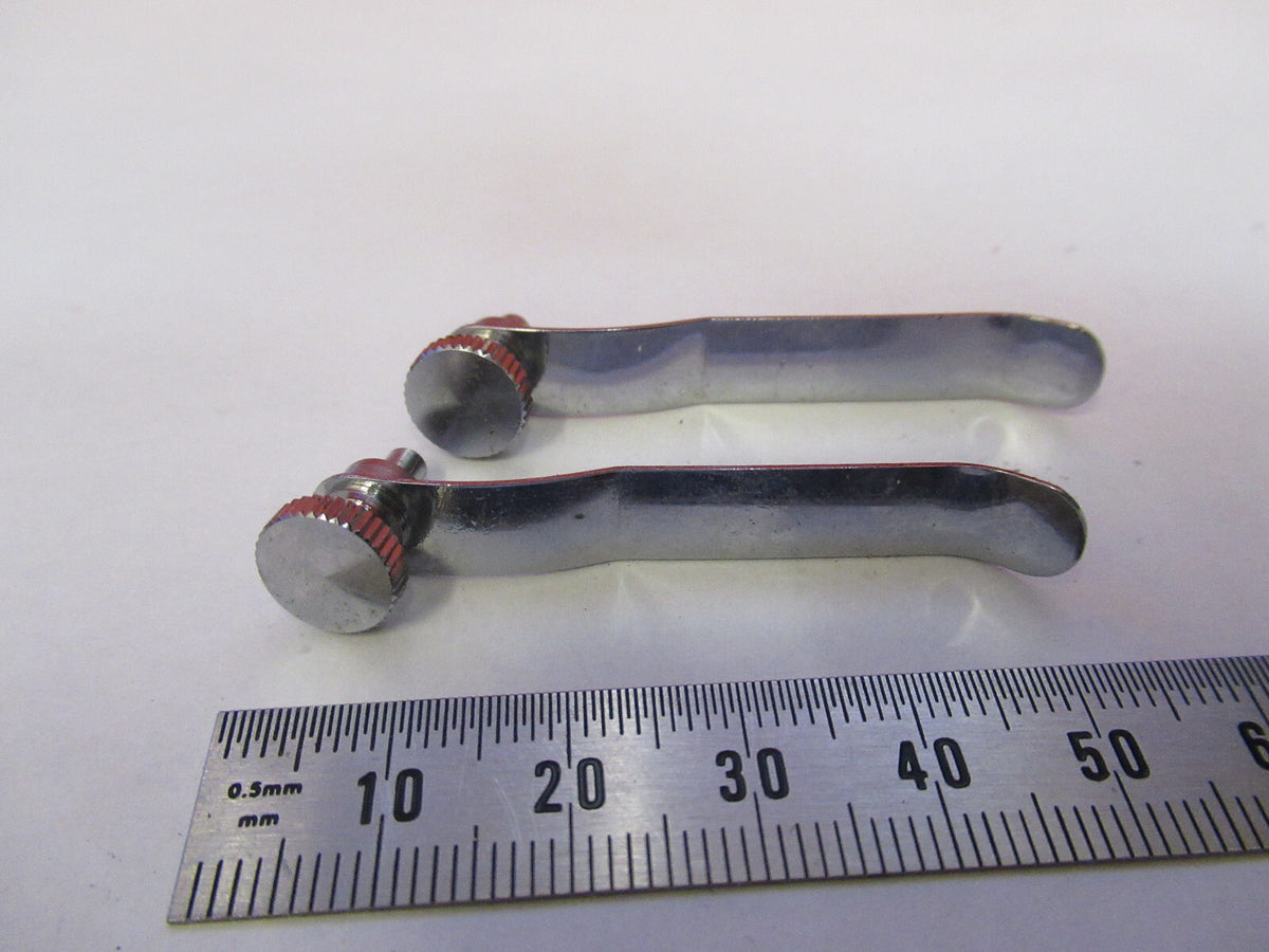 NIKON JAPAN PAIR CLIPS STAGE MICROSCOPE PART AS PICTURED X8-FT-79