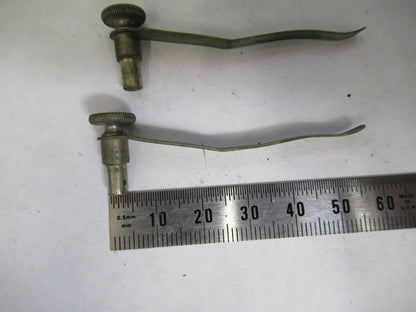 ANTIQUE BAUSCH LOMB PAIR CLIPS STAGE MICROSCOPE PART AS PICTURED X2-A-68