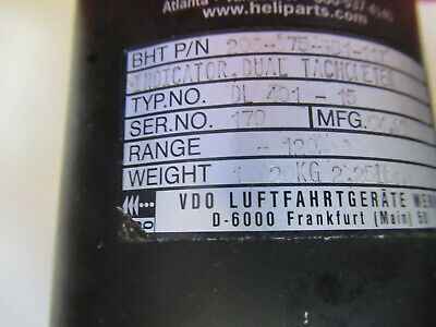 BELL 206 INDICATOR DUAL TACHOMETER AIRCRAFT 206-075-681-117 AS PICTURED &C1-A-02