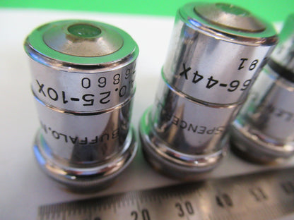 Lot Spencer Lens Co. Objective 10X 44X 95X Microscope Part Optics American Optical Co