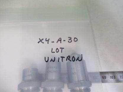 LOT UNITRON JAPAN OBJECTIVE 4X 10X 40X LENS MICROSCOPE PART AS PICTURED X4-A-30