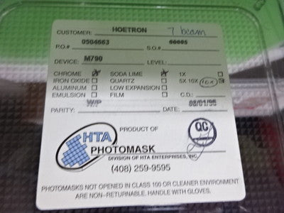 Optical Photomask Glass Mask Components Hoetron Laser Optics B