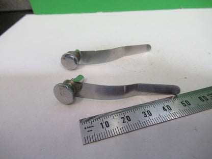 ANTIQUE PAIR OF CLIPS BAUSCH LOMB MICROSCOPE PART AS PICTURED U9-A-44