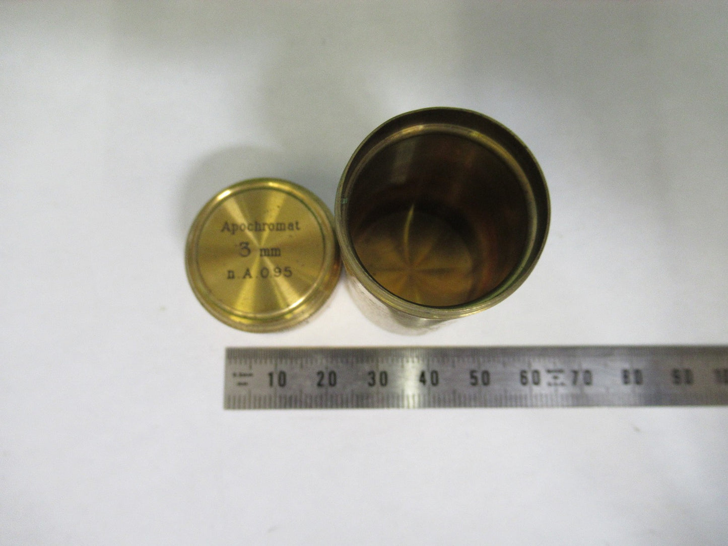ANTIQUE BRASS EMPTY CARL ZEISS 3mm OBJECTIVE CANISTER MICROSCOPE PART T3-B-15
