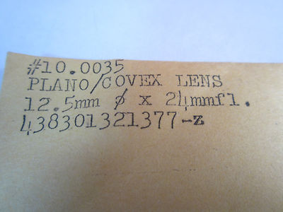 Optical Lens PlanO Convex 12.5 mm Diameter Fl 24 mm Laser Optics BIN#3K ii