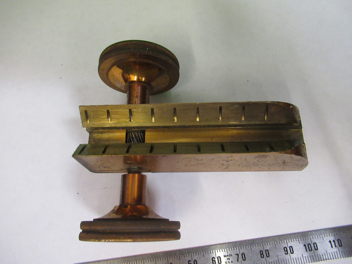 ANTIQUE SPENCER BRASS GROSS ADJUST STAGE MICROSCOPE PART AS PICTURED X6-A-60