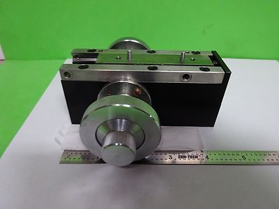 MICROSCOPE PART ZEISS GERMANY MICROMETER STAGE BRASS HEAVY AS IS BIN#Y7-03
