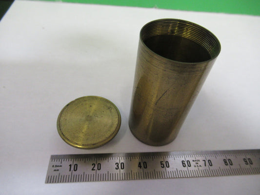 ANTIQUE BRASS EMPTY  UK OBJECTIVE CANISTER MICROSCOPE PART Y3-B-25