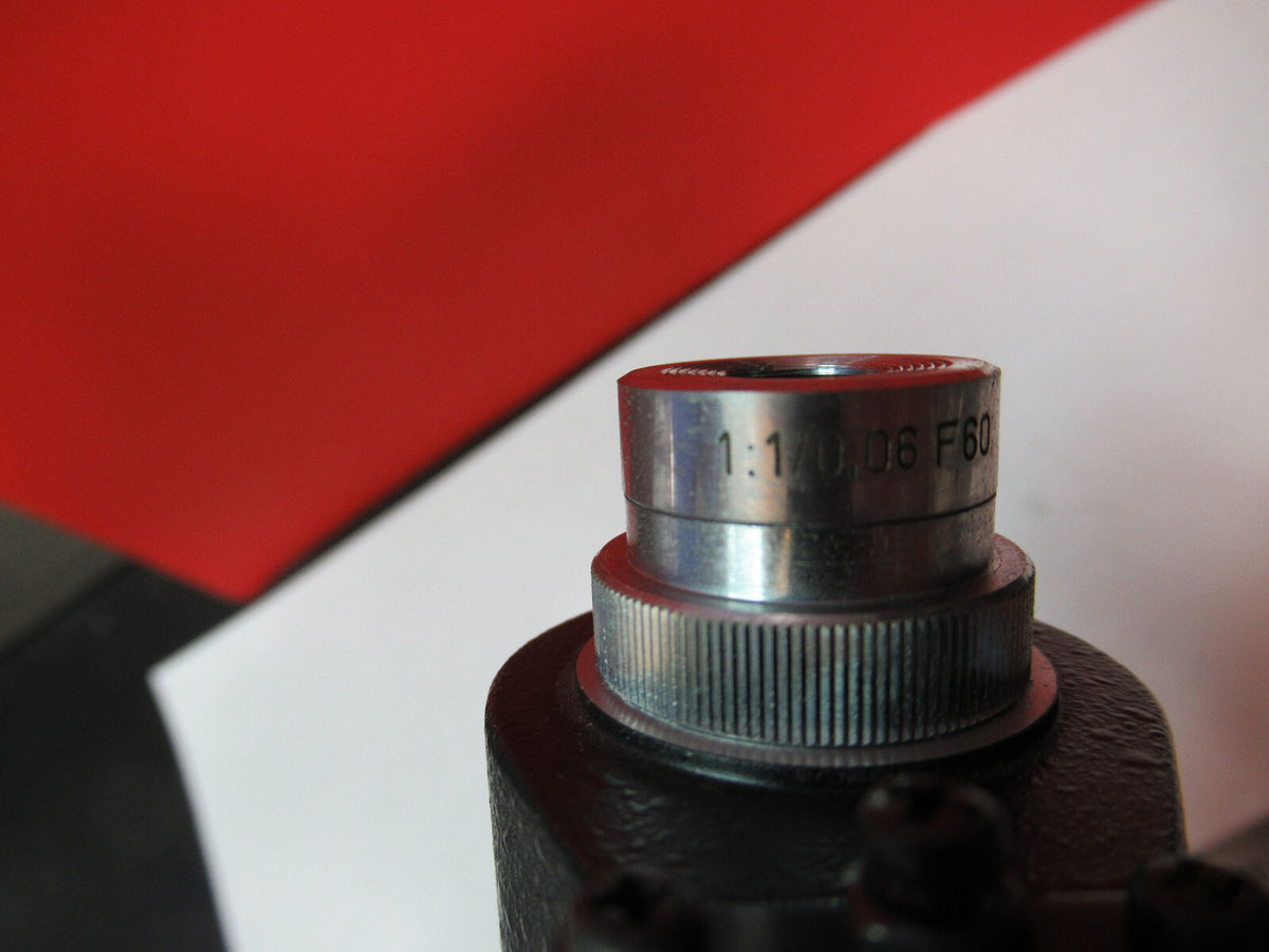 LEICA MICROSCOPE PART STAGE + OBJECTIVE AND EYEPIECE  AS PICTURED 6V-FT-80
