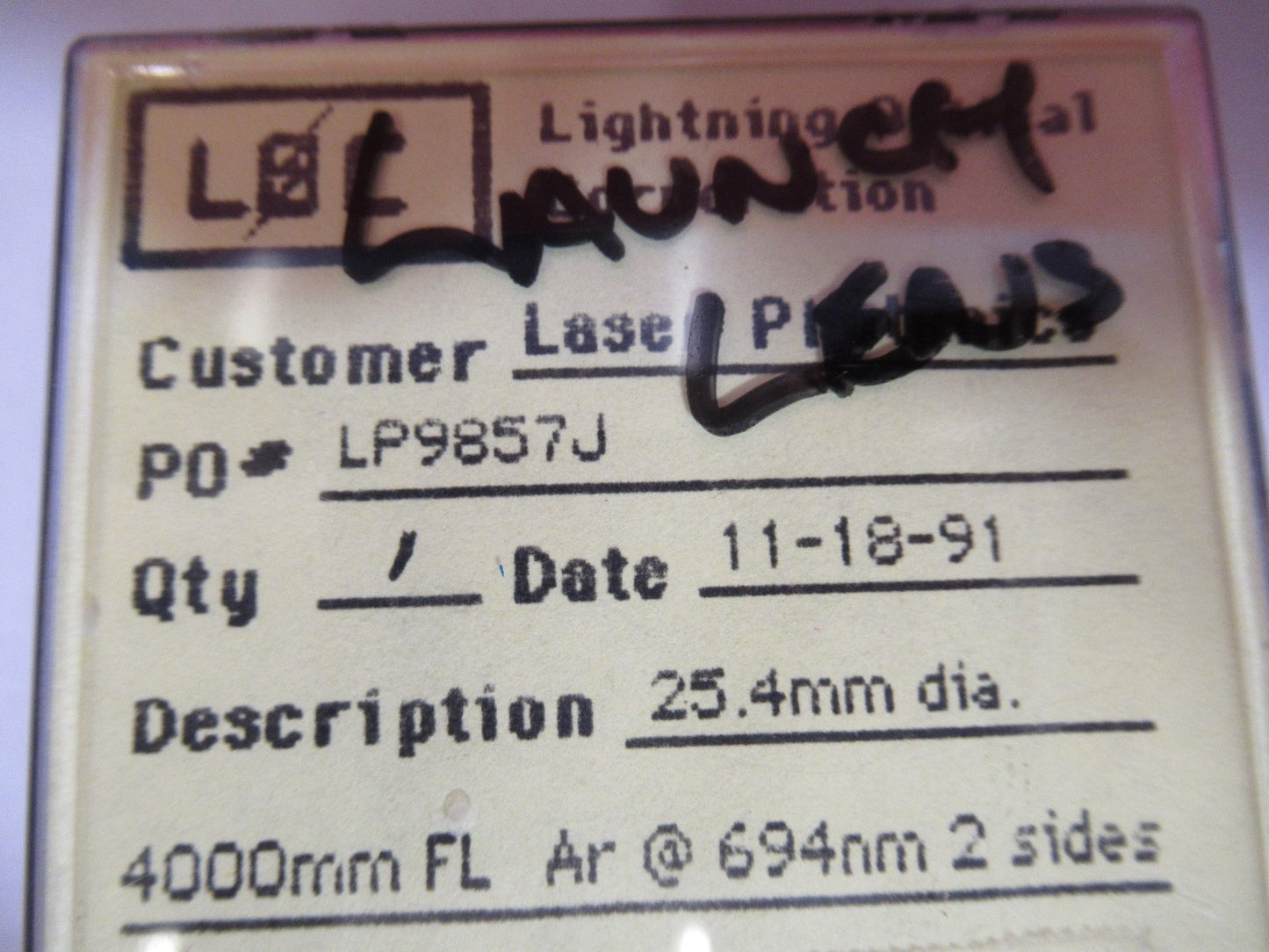 OPTICAL LENS LASER OPTICS AS PICTURED T7-A-77