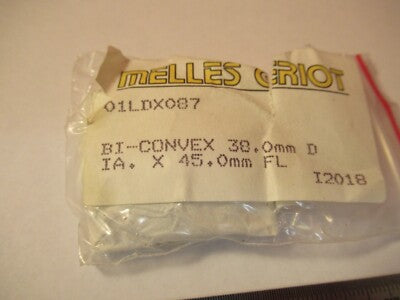 Optical Melles Griot Bi Convex Lens 30mm dia 45 Fl Optics