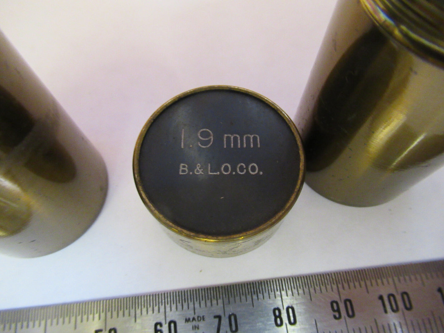 Antique Brass Bausch & Lomb Lot Objective Cans Microscope Part