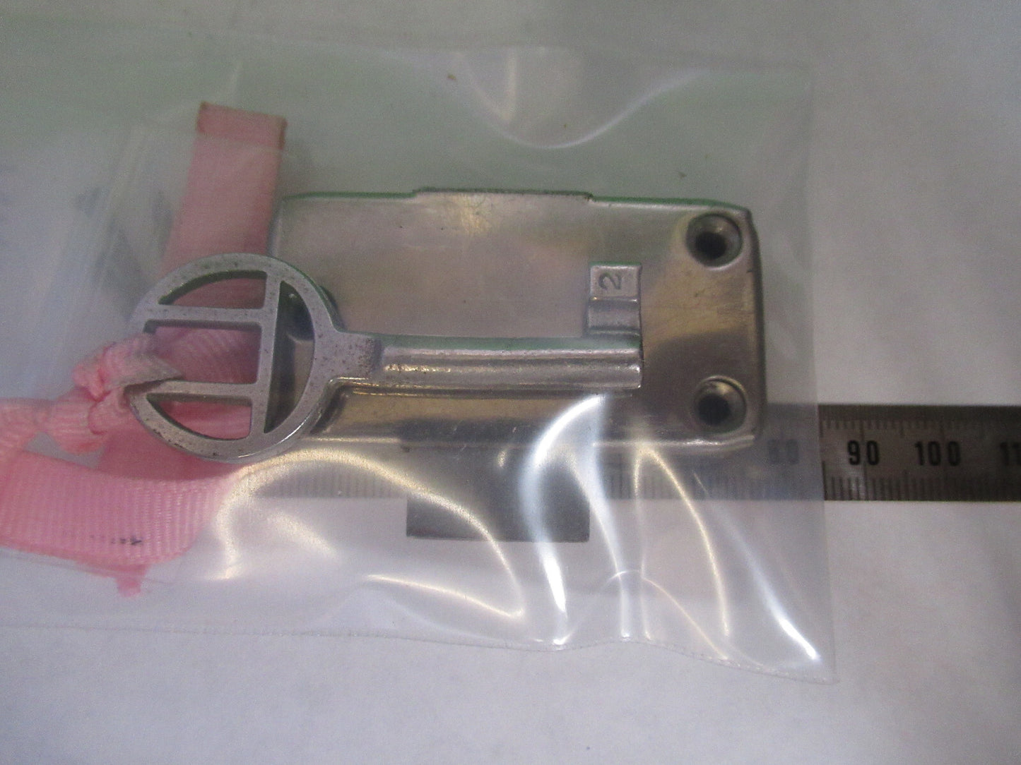 ANTIQUE LOCK + KEY for CBS KASSEL CABINET MICROSCOPE PART AS PICTURED G8-A-36