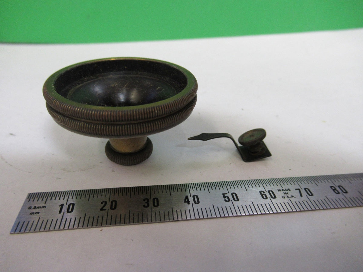 Antique Bausch & Lomb Set of Brass Knob Microscope Part