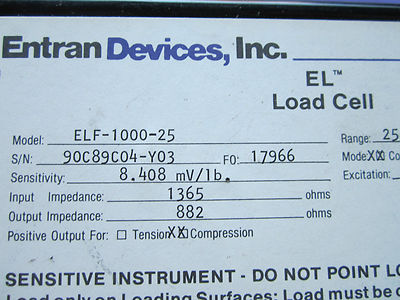 ENTRAN DEVICES FORCE LOAD CELL 25 LBS ELF-1000-25 SENSOR