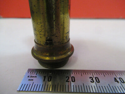 ANTIQUE BRASS LENS OPTICS OBJECTIVE MICROSCOPE PART LONDON AS PICTURED &87-FT-42