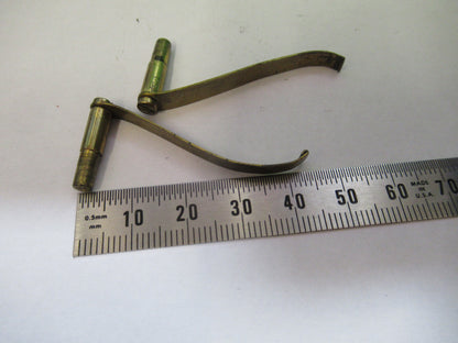 ANTIQUE BRASS PAIR CLIP JAMES PARKES ENGLAND MICROSCOPE PART as pictured R2-A-78