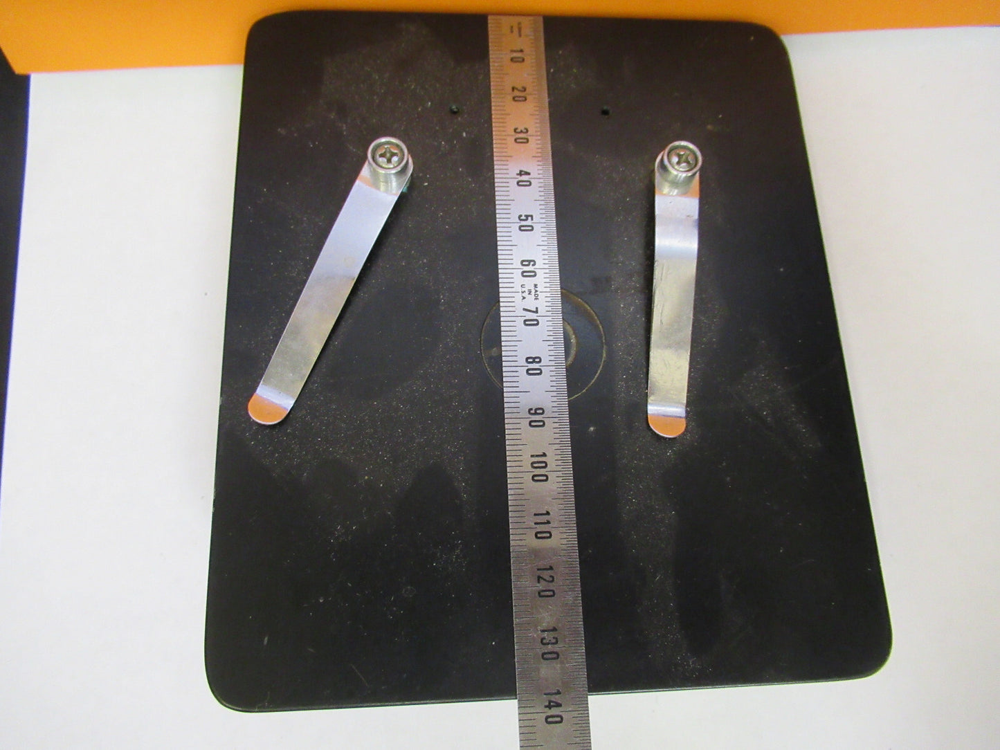 GENERIC STAGE + IRIS TABLE MICROMETER MICROSCOPE PART AS PICTURED Y1-A-56