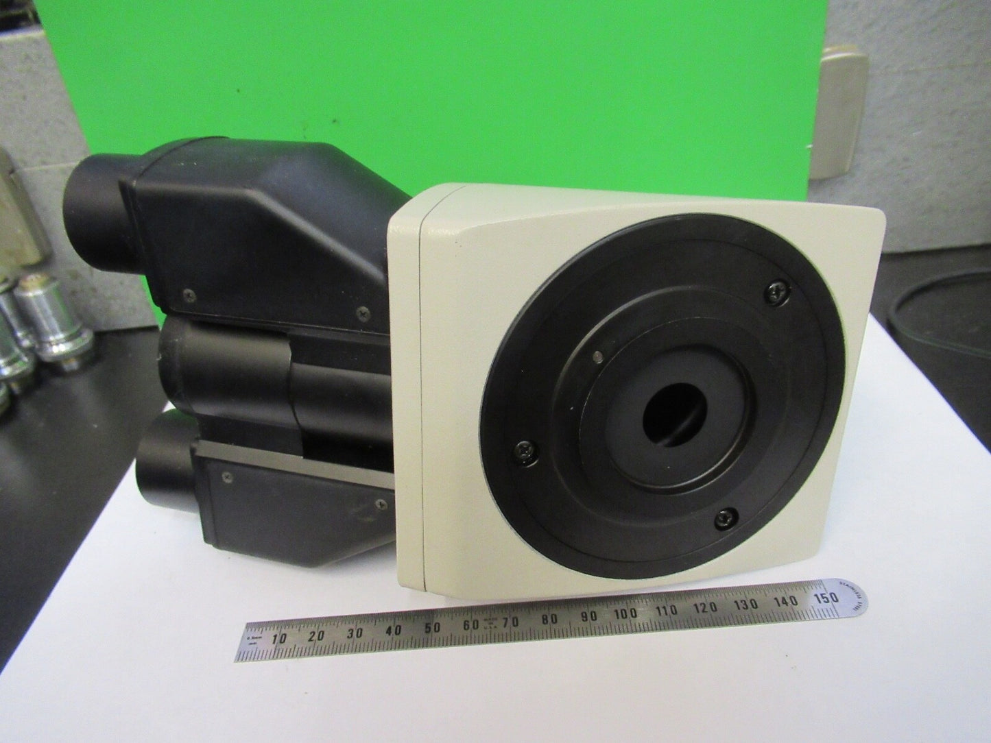 NIKON JAPAN TRINOCULAR HEAD OPTICS MICROSCOPE PART AS PICTURED 8X-A-16