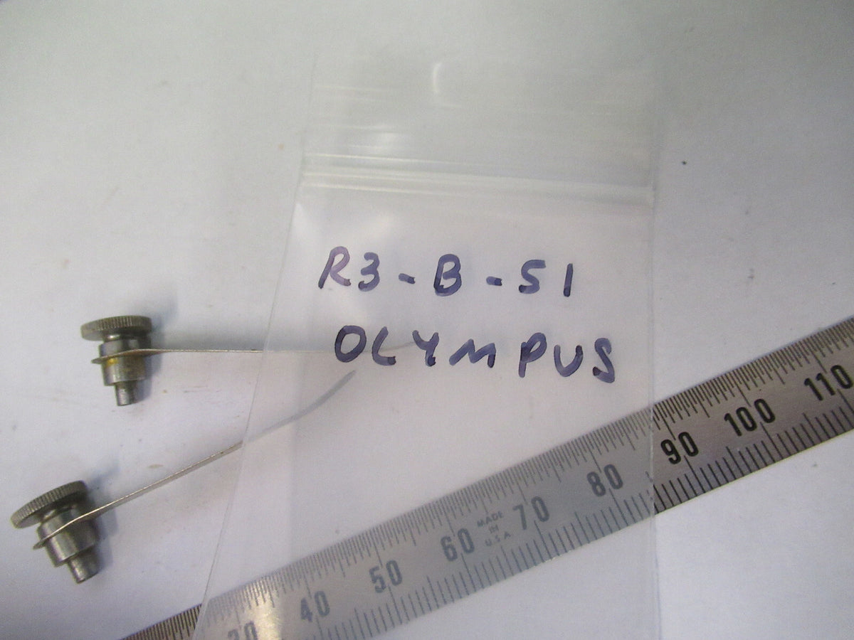 Antique Olympus Japan Pair Clips Stage Microscope Part