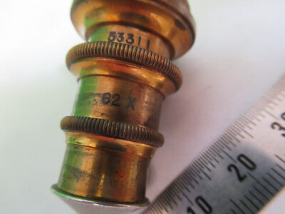 Antique Brass Spencer Lens Co. 62X Lens Objective Microscope Part