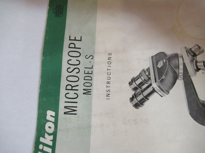 ANTIQUE NIKON KOGAKU BOOKLET INSTRUCTIONS 1963 MICROSCOPE PART AS PIC V7-A-17