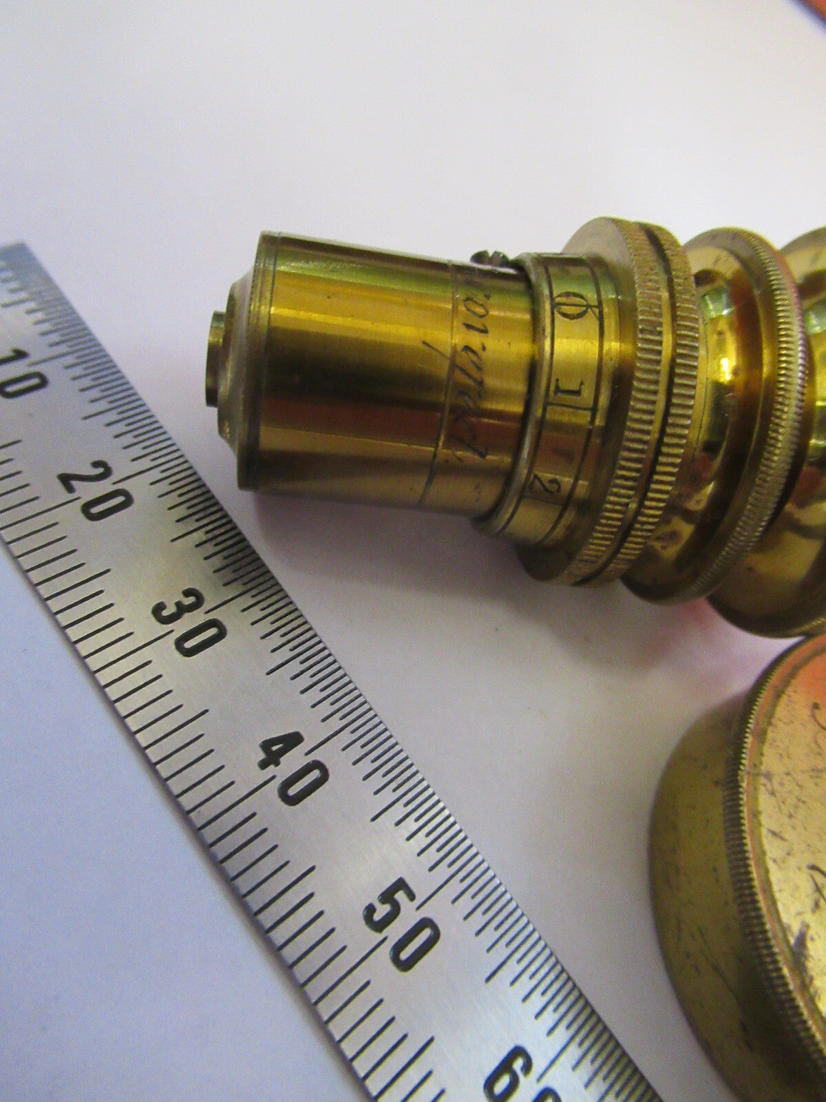 ANTIQUE BRASS RJ BECK LONDON "1/5" OBJECTIVE MICROSCOPE AS PICTURED &F8-A-82