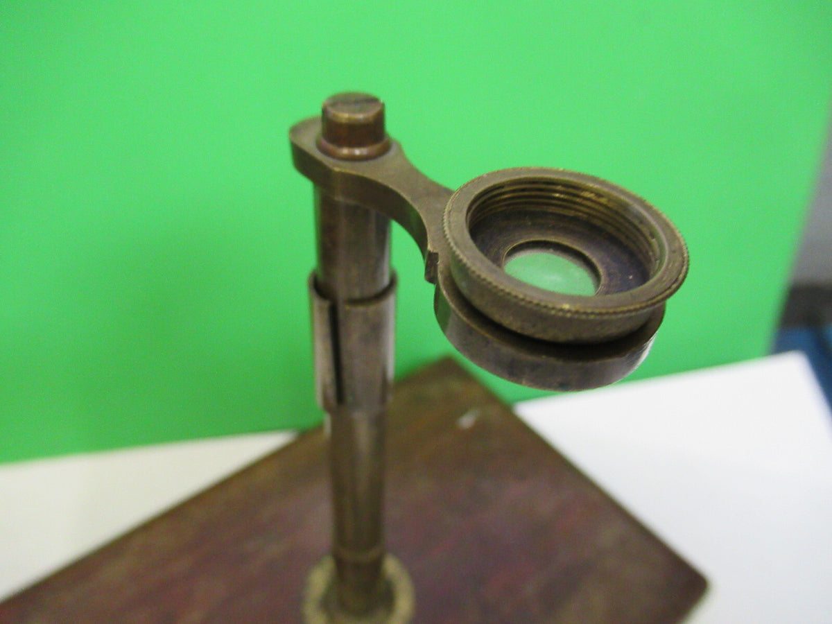 ANTIQUE UNKNOWN BRASS MICROSCOPE + CASE circa 1830 AS PICTURED X6-A-80
