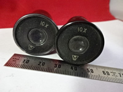 PAIR EYEPIECES OCULAR 10X VICKERS ENGLAND UK OPTICS MICROSCOPE PART #5-A-40