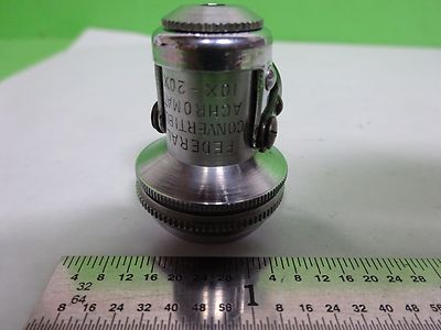 MICROSCOPE FEDERAL CONVERTIBLE OBJECTIVE 10X 20X ACHROMAT OPTICS AS IS BIN#Z1-26