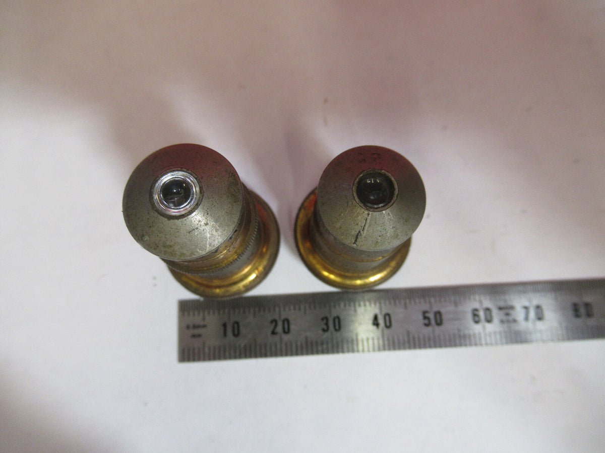 LOT 2ea OBJECTIVE SPENCER AO BRASS VINTAGE MICROSCOPE PART AS PICTURED S3-B-17