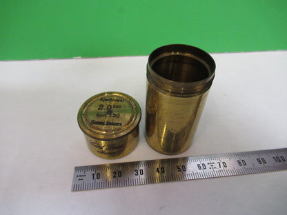 ANTIQUE BRASS EMPTY CARL ZEISS 2mm OBJECTIVE CANISTER MICROSCOPE PART T3-B-10