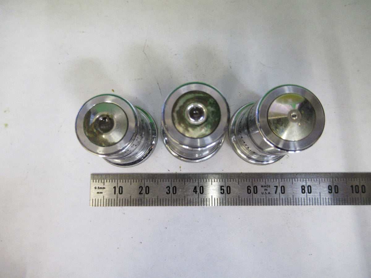 SPENCER 10X 44X 95X OBJECTIVE LOT MICROSCOPE PART OPTICS AS PICTURED X9-B-77