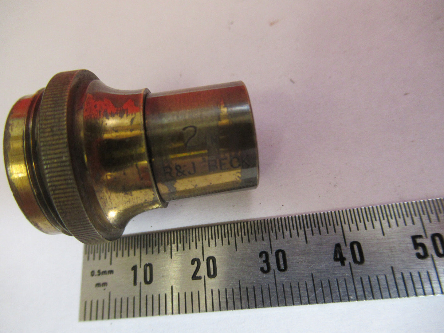 ANTIQUE BRASS BECK LONDON 2in OBJECTIVE MICROSCOPE AS PICTURED &F8-A-72