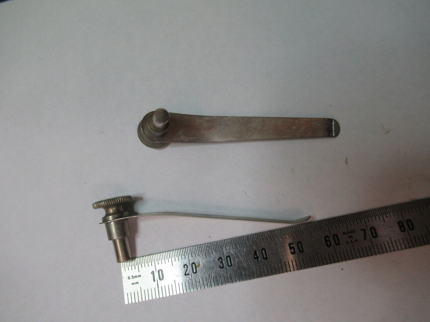 ANTIQUE SPENCER PAIR CLIPS STAGE MICROSCOPE PART AS PICTURED G5-A-10