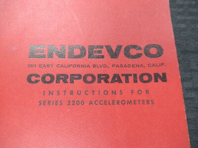 ENDEVCO VINTAGE INSTRUCTIONS MANUAL ACCELEROMETER 2200 AS PICTURED &50-FT-06