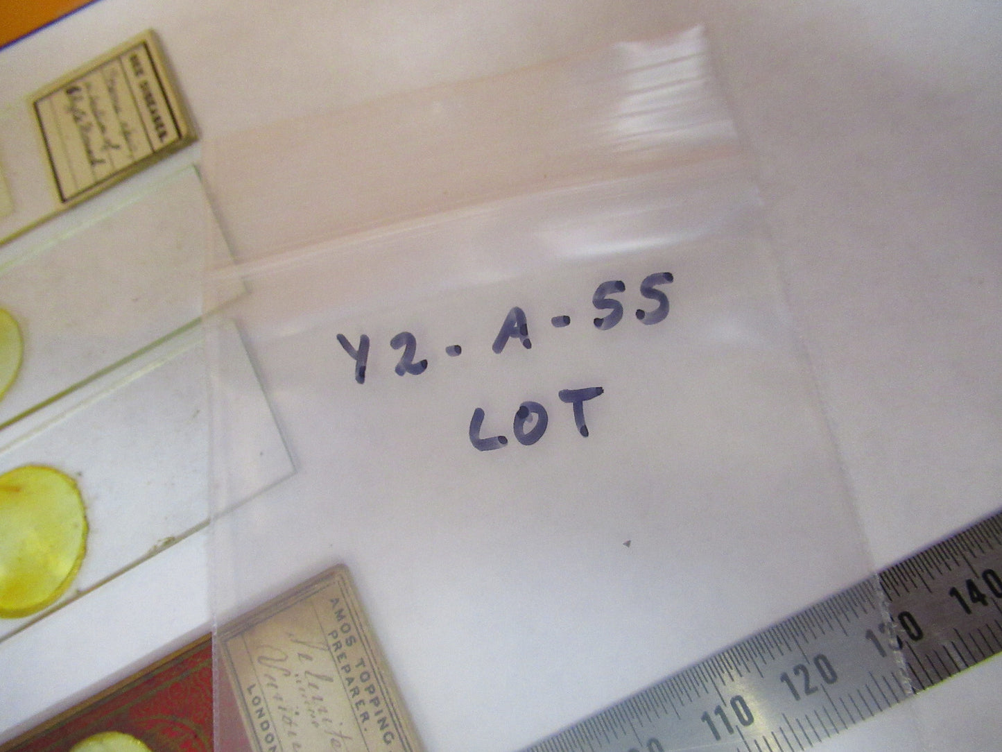 ANTIQUE LOT SLIDES SPECIMEN LONDON UK MICROSCOPE PART AS PICTURED Y2-A-55