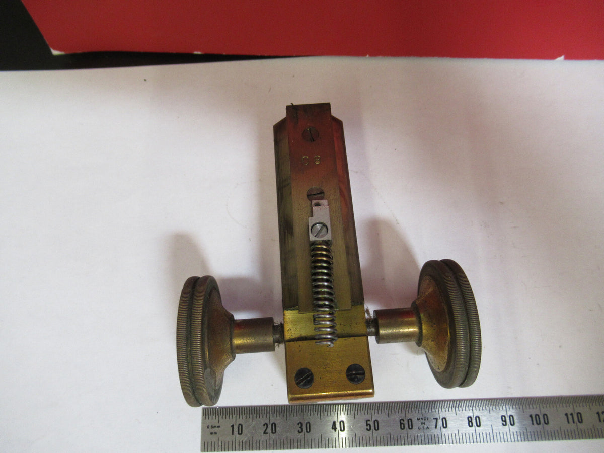 ANTIQUE BRASS SPENCER STAGE MICROMETER KNOBS MICROSCOPE PART AS PICTURED S3-B-19