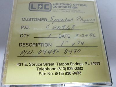 Optical Spectra-Physics Coated Lens Laser Optics