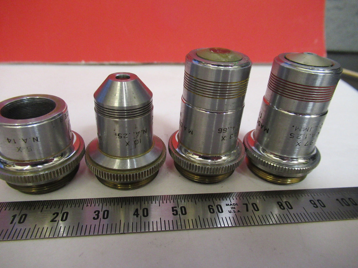 LOT AO AMERICAN SPENCER OBJECTIVES OPTICS MICROSCOPE PART AS PICTURED S4-B-77