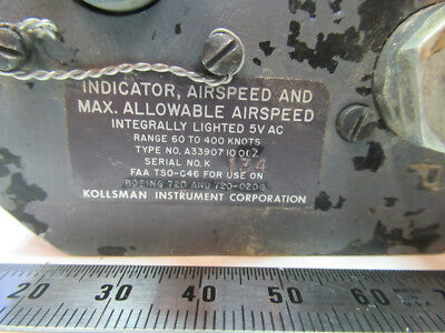 FOR PARTS KOLLSMAN INDICATOR AIRCRAFT  AIR SPEED A3390710002 AS PICTURED C1-A-20