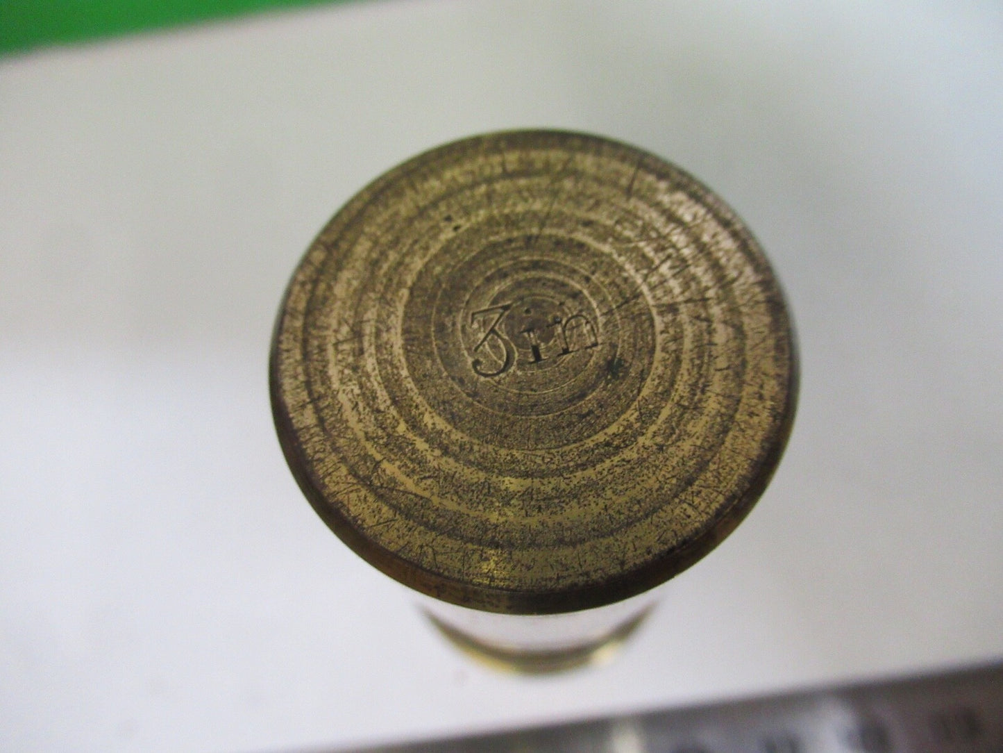 ANTIQUE BRASS OBJECTIVE 3in LENS HENRY CROUCH UK MICROSCOPE PART F8-B-27