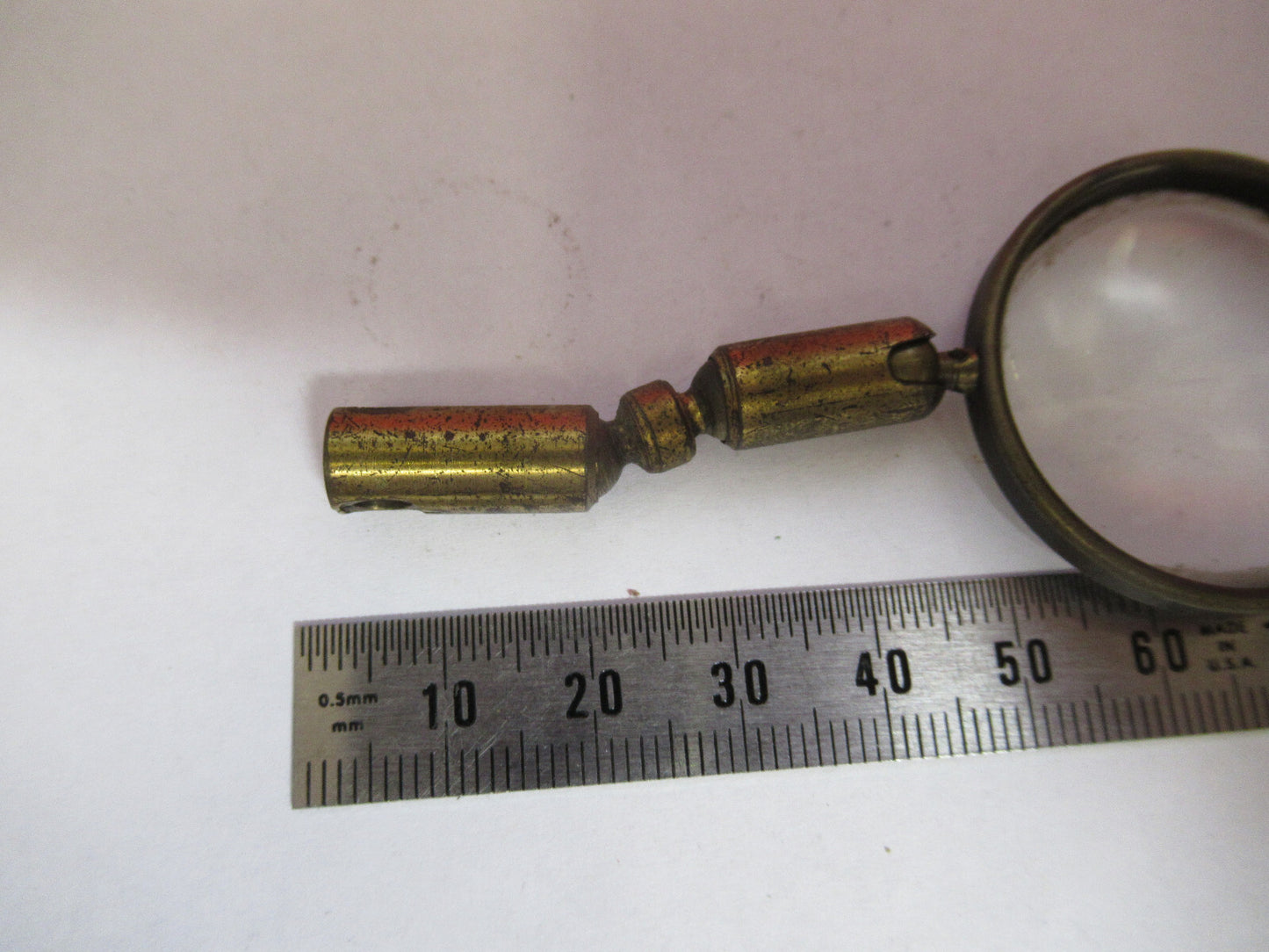 Antique Brass France Mounted Magnifier Lens Microscope Part