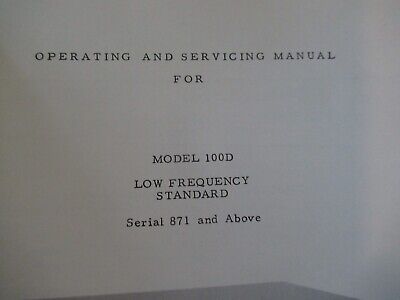 COLLECTABLE RARE HP HEWLETT PACKARD 100D FREQUENCY STANDARD MANUAL 1956 &BIBLI