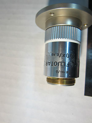 LEITZ WETZLAR GERMANY MICROSCOPE OBJECTIVE 100X FLUOTAR OPTICS BIN#A1-06