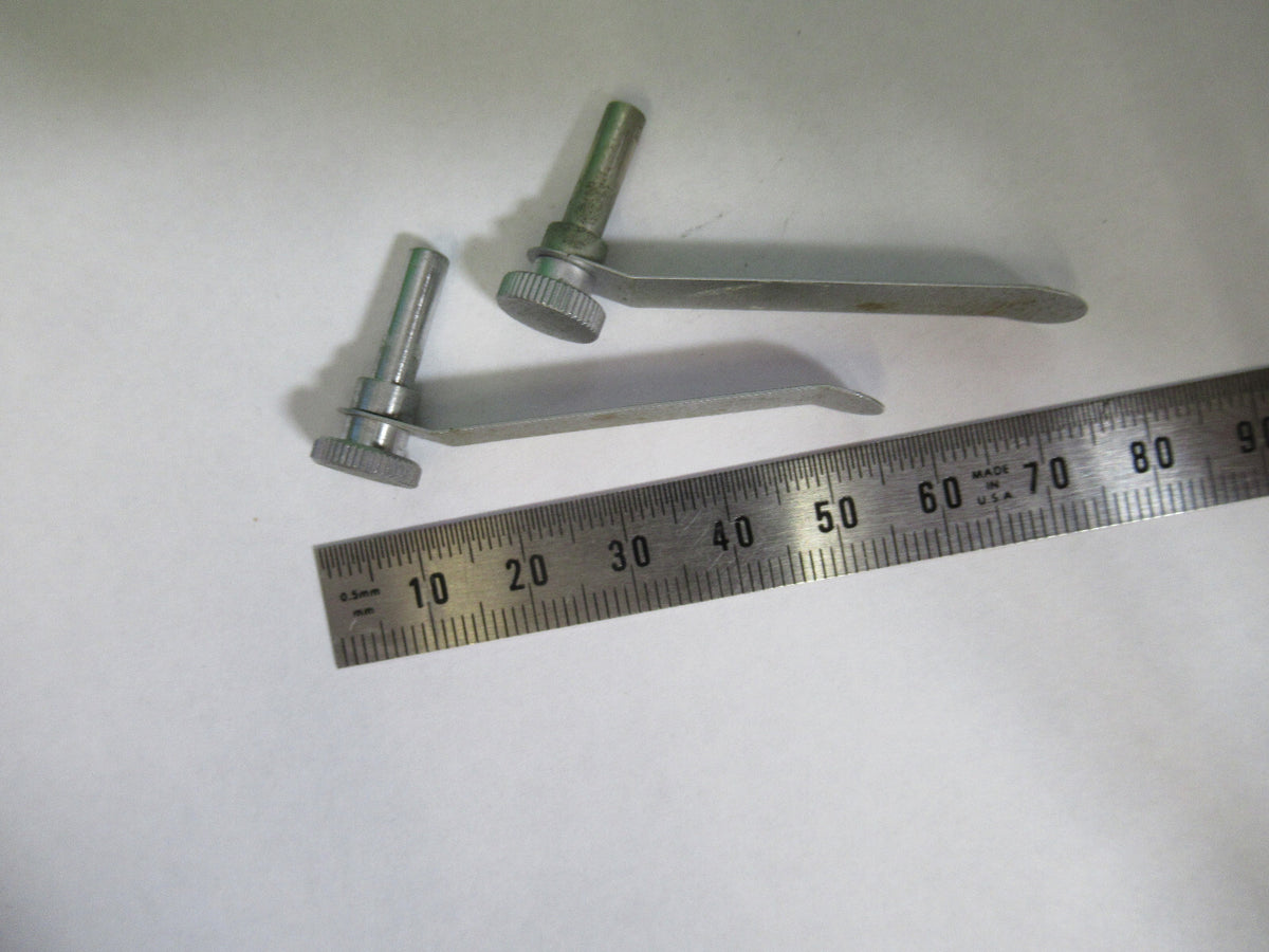 ERNST LEITZ GERMANY PAIR CLIPS STAGE MICROSCOPE PART AS PICTURED #R7-B-10x