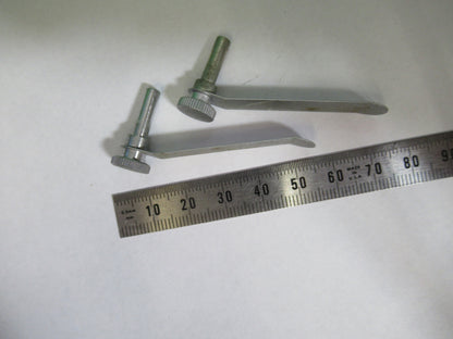 ERNST LEITZ GERMANY PAIR CLIPS STAGE MICROSCOPE PART AS PICTURED #R7-B-10x