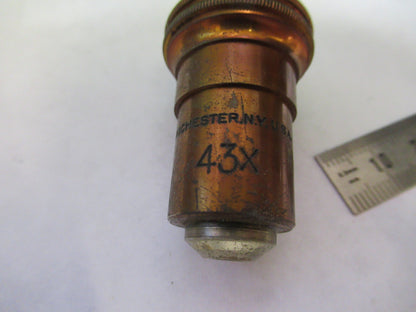 ANTIQUE BAUSCH LOMB BRASS OBJECTIVE 43X MICROSCOPE PART AS PICTURED S7-A-30