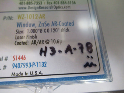 OPTICAL ZINC SELENIDE ZnSe LENS INFRARED CO2 LASER OPTICS AS PICTURED H3-A-78